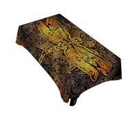 TKS MITLAN Golden Dragonfly Tablecloth 60x84 Inch Rectangular Vintage Boho Flower Textures Ornate Exquisite Wings Mystery Oblong Table Cloth Kitchen Table Decorations for Home Dinner Party