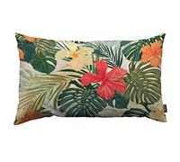 TKS MITLAN Hibiscus Flowers Pillow Cover 12x20 inch Summer Colorful Hawaiian Tropical Plants Palm Leaf Pillows Decorative Throw Pillows Farmhouse Decor for Home Cushion Case