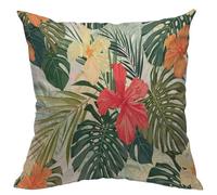 TKS MITLAN Hibiscus Flowers Pillow Cover 18x18 inch Summer Colorful Hawaiian Tropical Plants Palm Leaf Pillows Decorative Throw Pillows Farmhouse Decor for Home Cushion Case