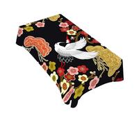 TKS MITLAN Japanese Crane Tablecloth 60x84 Inch Rectangular Asian Oriental Heron Bird Floral Branch Clouds Oblong Table Cloth Kitchen Table Decorations for Home Dinner Party