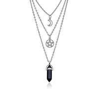 TKSDVTI Moon Pentagram Necklace Healing Crystal Necklace for Women, Gothic Necklace Gothic Jewellery for Women Girls Valentine's Day Mother's Day Gifts (Black)
