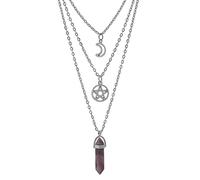 TKSDVTI Moon Pentagram Necklace, Multi Layer Hexagonal Gothic Necklace Gothic Jewellery for Women Valentine's Day Mother's Day Gifts (Purple)