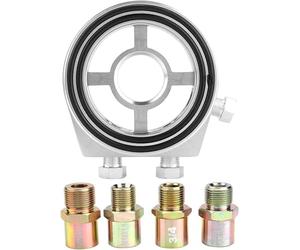 TKSE Oil Filter Sandwich Plate, Silver Aluminum Universal Oil Filter Temperature Cooler Gauge Sandwich Plate Adapter