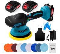 TKSE Polishing Cordless Polishing Machine, 6 Inch Car Polisher with 2 Pieces 21 V 1500 mAh Battery and 13 Pieces Attachments, 6 Variable Speed 5500 RPM Car Polishing Machine Set
