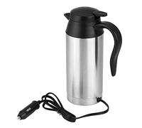 TKSE Travel Kettle,750ml 12V Heat Kettle Car Electric Kettle Stainless Steel Car Heating Coffee Mug Cup Thermoses Kettle Pot Heated Water Cup with LED Indicator for Travel Outdoor Use