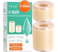 TKTK 2-Size Hydrocolloid Roll, (5cm x 1.5m + 2.5cm x 1.5m) Hydrocolloid Bandages Value Pack, Pimple Patch Roll - Cut-to-Size Strips for Acne, Large or Small & Wound Care Dressing, Easy-Peel Backing