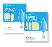 TKTK Large Contoured Hydrocolloid Patches for Face 142 Count + Large Acne Patches for Body 120 Count, 8 Sizes Pimple Patch Bulk Face & Body, Odorless Acne Stickers