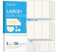 TKTK Large Pimple Patches for Face, 68 x 27 mm XL Acne Patches, Large Hydrocolloid Bandages for Body, Forehead, Chin, Nose, Chest and Back (Stripes, Profile, Dots, 5
