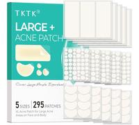 TKTK Large Pimple Plasters for Face, 68 x 27 mm XL Acne Patches, Big Hydrocolloid Bandages for Body, Forehead, Chin, Nose, Chest and Back Blemish Zit Breakouts (Stripes, Contoured, Dot, 5