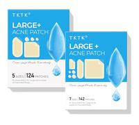 TKTK XL Hydrocolloid Pimple Patches 124 Count + Acne Patches for Face 142 Count, 7 Sizes Pimple Patch Bulk Face & Body, Odorless Acne Stickers