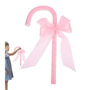 Tktouci 3pieces Cosplay Cane Prop | Little Bo Peep Staff | Stage Performance Staff Prop | Pink Bow Cosplay Cane | Dress Up School Stage Performance Theatre Play Festival Supplies 35x15x5cm