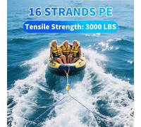 Tktouci Boat Tow Rope for Tubing, 16 Ft Water Ski Tow Rope, Heavy Duty Strap with Float Ball and Hook for Sailing Fishing Pulling Training Surfing Rescue Lake Trailering River Snowmobiling Launching