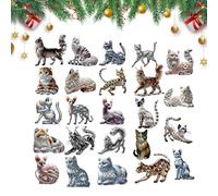 Tktouci Cat Christmas Countdown | 24 Days Vacation Countdown Calendars | 2D Acrylic Cat Figurine Decorations for Living Room Home School Apartment Holiday Party Daily Family Activity