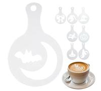 Tktouci Coffee Stencils - 8 Piece Cookie Stencil Halloween - Reusable Craft Printer Decoration for Bread Cake Decorating