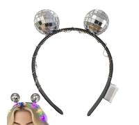 Tktouci Disco Ball Headband Light up | Retro Light up Disco Ball Headband | LED Headwear Hair Accessories for Halloween Party Kids Women Music Festival Christmas New Years Eve