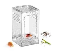 Tktouci Jumping Spider Enclosure,Acrylic Ventilated Spider Terrarium,Clear Crickets Breeding Habitat - for Reptile Gecko Mantis Crickets Scorpion Beetles Crab Snake Snail Turtle Frog