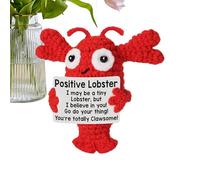 Tktouci Lobster Positive Emotional Dolls - Cute Crochet Doll with Positive Card | Motivational Lobster Knitting Toy for Mom Coworker Teens Teacher Birthday Christmas Mothers