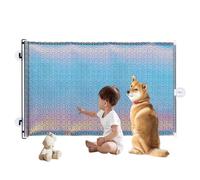Tktouci Retractable Dog Fence | No Drill Retractable Mesh Dog Pet Gate - Tall Divider for Hallways Garage Living Room Kitchen Apartment Staircase Porch Home Doorways Small Medium