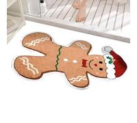 Tktouci Welcome Mat Gingerbread Man - 19.7 X 31.5 Inch Christmas Bath Mat - Imitation Cashmere Rug Carpet for Indoor Outdoor Living Room Bathroom Kitchen Entryway Corridor Shower