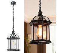 TkTsjtle Outdoor Pendant Lights IP54 Waterproof Vintage Ceiling Light Industrial Aluminum Adjustable Outdoor Hanging Lights with E26 Socket Tempered Glass for Porch Corridor Villa Yard Indoor