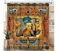 TKUYO Ancient Egyptian Shower Curtain for Bathroom, Vintage Egypt Hieroglyphics Pharaoh Eye of Horus Retro Aesthetic Art Decor Waterproof Fabric for Shower Curtain Set with Hooks, 72"x72" Inch