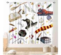 TKUYO Magical Wizard Curtains, Magic Witch Mysterious Gothic Spooky Horror Book Hat Owl Kids Boys Girls Window Drapery Treatments for Bedroom Living Room Kitchen Bathroom, 84"x63" Inch