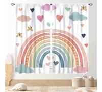 TKUYO Pastel Rainbow Curtains, Kids Girls Baby Boho Cute Inspirational Motivational Quotes Rainbow Colorful Window Drapery for Bedroom Living Room Nursery Classroom Bathroom 2 Panels, 42"x45" Inch