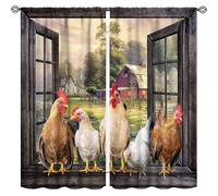 TKUYO Rooster Kitchen Curtains, Farmhouse Country Farm Animal Rural Rustic Chicken Pattern Printed Blackout Window Drapery Treatments for Bedroom Living Room Dining Room 2 Panels, 55"x63" Inch