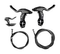 Tkxjry 2 Aluminum Alloy Brake Levers, 2 Front and Rear Brake Cables, Bicycle Brake Levers 1 Pair, Bicycle Brake Handle, Suitable for Mountain Bikes, Road Bikes and Racing Cars, Unisex (Black Pair)