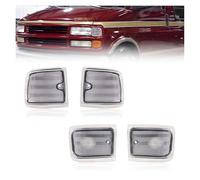 Tkxvcejv Headlight Assembly For Chevrolet For Express Van 1500 2500 3500 1996-2002 Front Corner Upper & Lower Side Marker Light Turn Signal Light Cover(Clear Lens)
