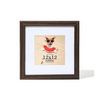 TKYGU 12x12 Picture Frame Walnut, 12 x 12 Picture Frames Matted to 8 x 8,Square 12 x 12 Frame with Tempered Real Glass,Rustic Wooden 12x12 Photo Frame Wall- Home Decor Gifts