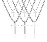 TKYGU Cross Necklace for Men Women Gold Silver Black Stainless Steel Silver Simple Cross Pendant Necklace Cute Necklaces for Men and Women Gold Jewelry 16-18-20-61-76cm, Stainless Steel, No Gemstone