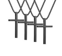 TKYGU cross necklace for Mens and womens gold silver black stainless steel silver Cross Pendant Necklace Simple Cute Necklaces for men and Women Gold Jewelry 16-18-20-22-24-30 inches, 20, stainless