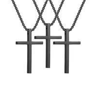 TKYGU cross necklace for Mens and womens gold silver black stainless steel silver Cross Pendant Necklace Simple Cute Necklaces for men and Women Gold Jewelry 16-18-20-22-24-30 inches, Stainless Steel
