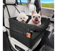 TKYZ Dog Car Seats for Small Medium Dogs,PU Leather Car Seat Boosters,Foldable Puppy Cat Carseats (Black, Medium Dog)