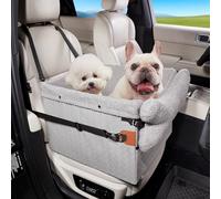 TKYZ Dog Car Seats for Small Medium Dogs,PU Leather Car Seat Boosters,Foldable Puppy Cat Carseats (Grey, Medium Dog)