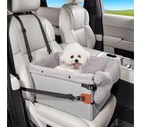 TKYZ Dog Car Seats for Small Medium Dogs,PU Leather Car Seat Boosters,Foldable Puppy Cat Carseats (Grey, Small Dog)
