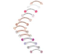Tkzndnm 16g 8/10mm Silver/Black/Rose-Gold/Rainbow Eyebrow Piercing Jewelry Rings Curved Barbell Vertical Labret Lip Surgical Steel Small Belly Button Snake Eyes Tongue Rook Earrings for Women Men, 16g