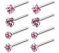 Tkzndnm F136 Titanium 20/18G Nose Rings Implant Grade Stud Piercing Jewelry for Women Men, 20g-Corkscrew, Metal, cubic zirconia