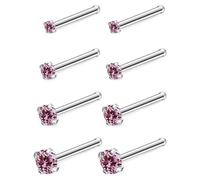 Tkzndnm F136 Titanium 20/18G Nose Rings Implant Grade Stud Piercing Jewelry for Women Men, 20g-Corkscrew, Metal, cubic zirconia