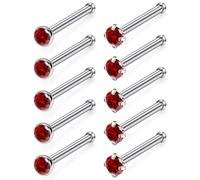 Tkzndnm F136 Titanium 20/18G Straight/L/Corkscrew Nose Rings Studs Nostril Piercings Jewelry for Women, 20g-L, Metal, cubic zirconia