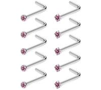 Tkzndnm F136 Titanium 20/18G Straight/L/Corkscrew Nose Rings Studs Nostril Piercings Jewelry for Women, 20g-Straight, Metal, cubic zirconia