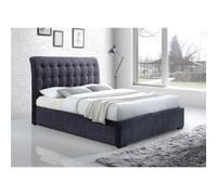 TL Beds Dark Grey Curved Design Elegant Fabric Bed Frame - Double 4Ft 6"
