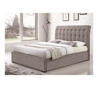 TL Beds Light Grey Curved Design Elegant Fabric Bed Frame - Double 4Ft 6"