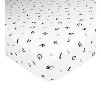 TL Care Fitted Crib Sheet 28" x 52", Soft Breathable Neutral 100% Cotton Jersey Sheet, Alphabet, for Boys and Girls, Fits Crib and Toddler Bed mattresses