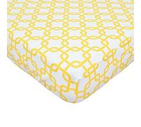 TL Care 100% Natural Cotton Percale Fitted Crib Sheet for Standard Crib and Toddler Mattresses, Golden Yellow Twill Gotcha, 28 x 52, Soft Breathable, for Boys and Girls