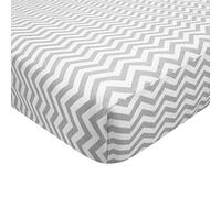 TL Care 100% Natural Cotton Percale Fitted Crib Sheet for Standard Crib and Toddler Mattresses, Gray Zigzag, 28 x 52, Soft Breathable, for Boys and Girls