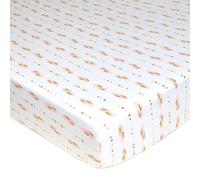 TL Care Fitted Crib Sheet 28" x 52", Soft Breathable Neutral 100% Cotton Jersey Sheet, Gold and Pink Feather, for Boys and Girls, Fits Crib and Toddler Bed mattresses