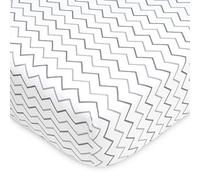 TL Care Fitted Crib Sheet 28" x 52", Soft Breathable Neutral 100% Cotton Jersey Sheet, Gray Zigzag, for Boys and Girls, Fits Crib and Toddler Bed mattresses