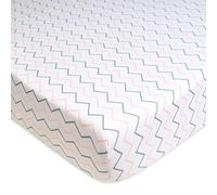 TL Care Fitted Crib Sheet 28" x 52", Soft Breathable Neutral 100% Cotton Jersey Sheet, Pink Zigzag, for Boys and Girls, Fits Crib and Toddler Bed mattresses